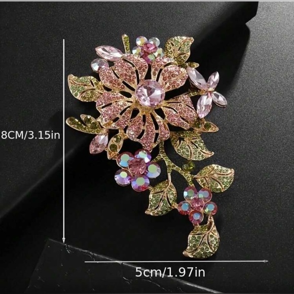 ✨Exquisite Pink and Green Floral Brooch - Picture 5 of 6
